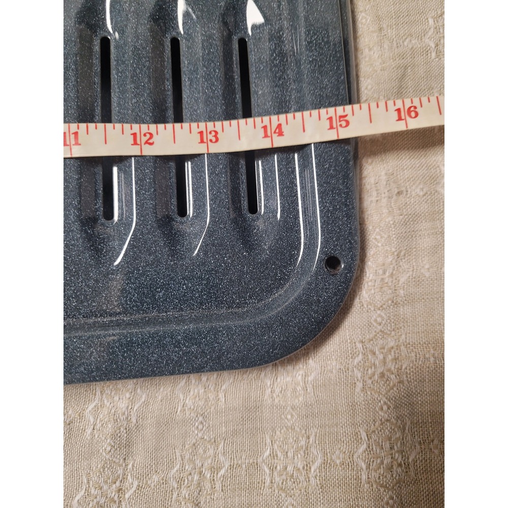 Gray Speckled Porcelain Enamel Broiler Pan and Roasting Rack Set 13x16.5 - Picture 8 of 8